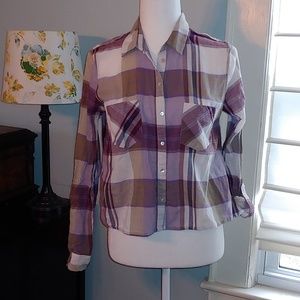 ZARA women semi-cropped plaid shirt sz medium